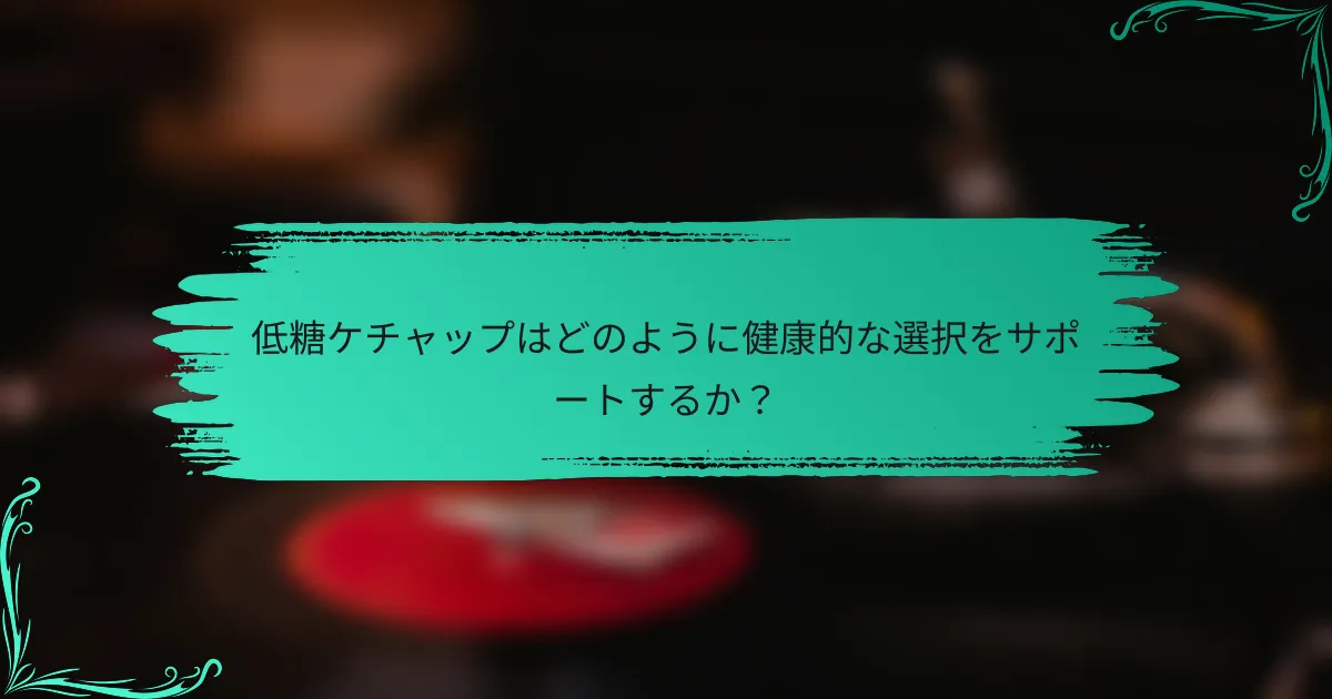 低糖ケチャップはどのように健康的な選択をサポートするか？