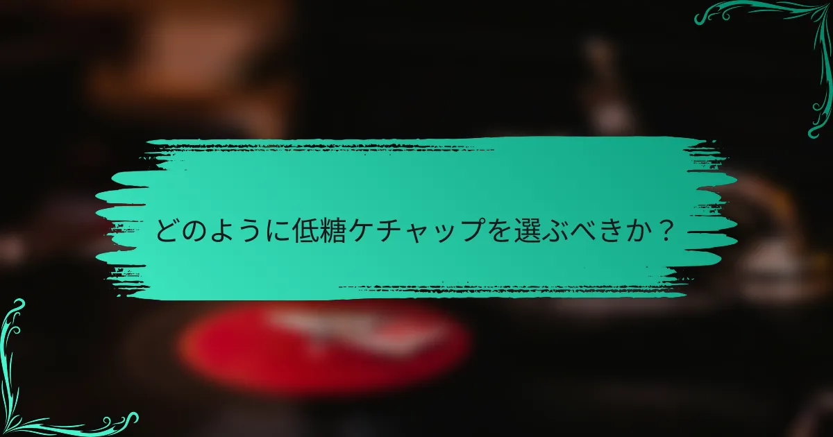 どのように低糖ケチャップを選ぶべきか？